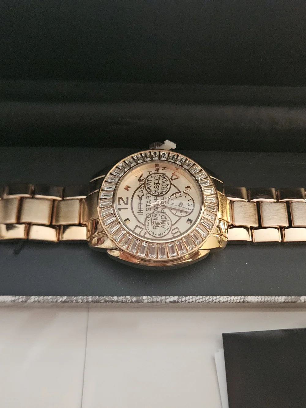 Wildlide By Heidi Klum Gold-Tone Crystal Bezel Bracelet Watch